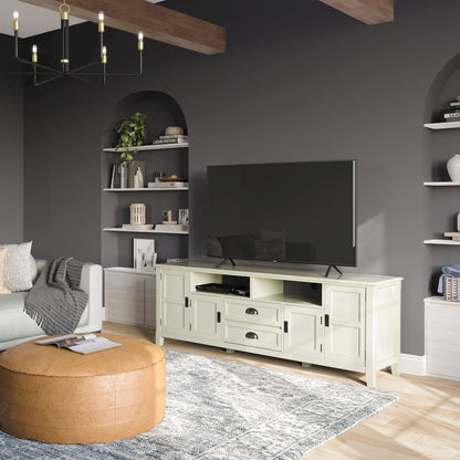 72 Inch Tv Media Stand In Antique White For Tvs Up To 80 Inches