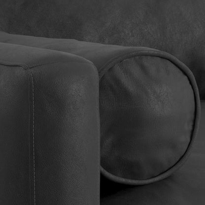 Morrison 72 inch Wide Mid-Century Modern Sofa in Lead Black Genuine Leather