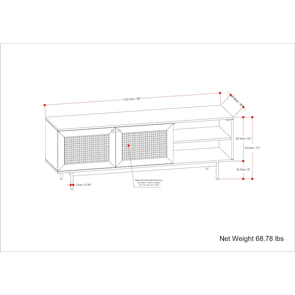 Reeves Solid Mango Wood Tv Media Stand In Natural For Tvs Up To 65 Inches