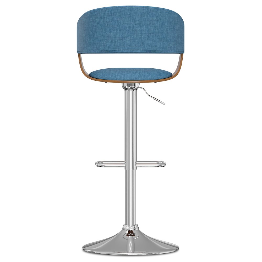 Lowell Adjustable Swivel Bar Stool In Blue Linen Look Fabric