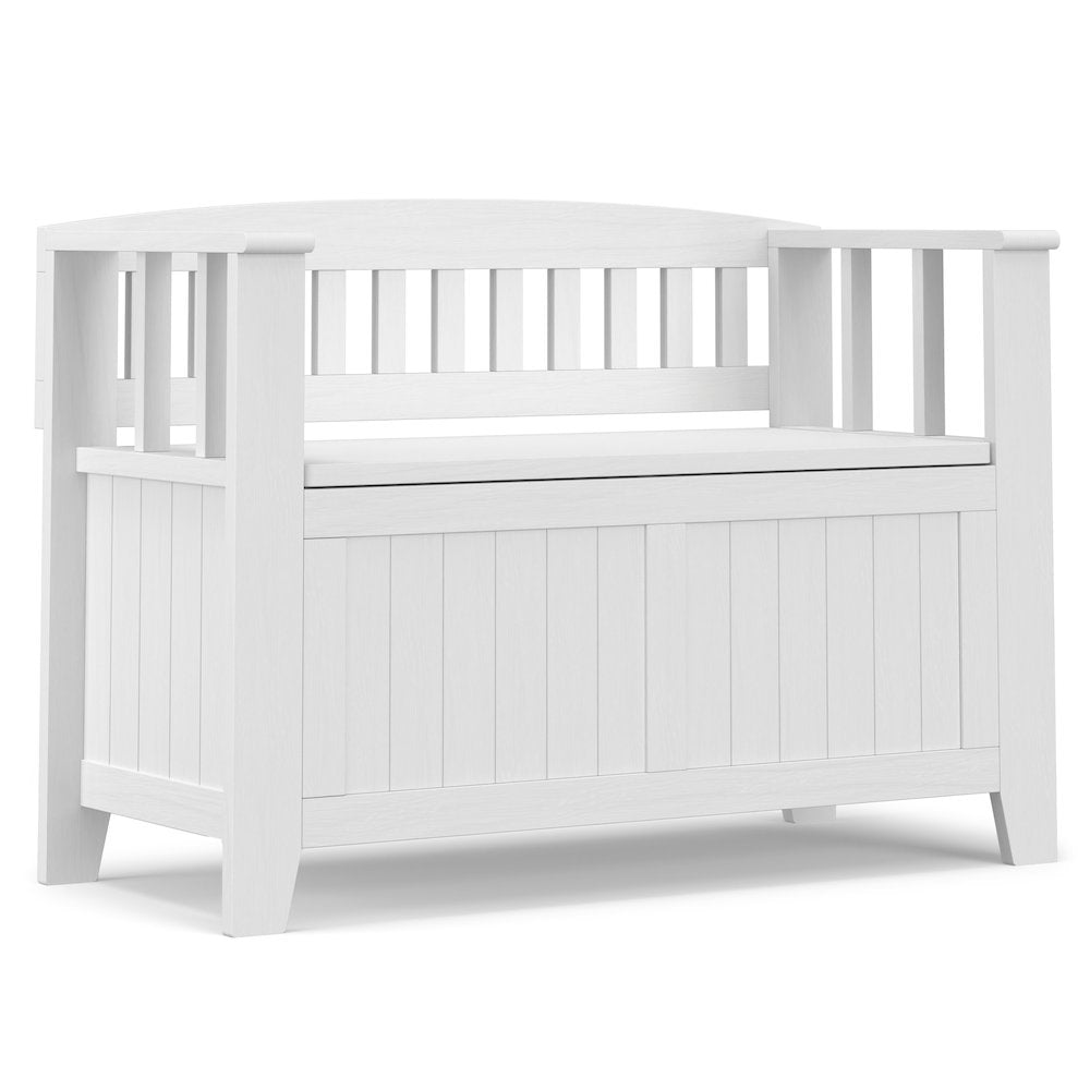 36 inch Wide Small Storage Bench and 36 inch Wide Storage Cabinet in White