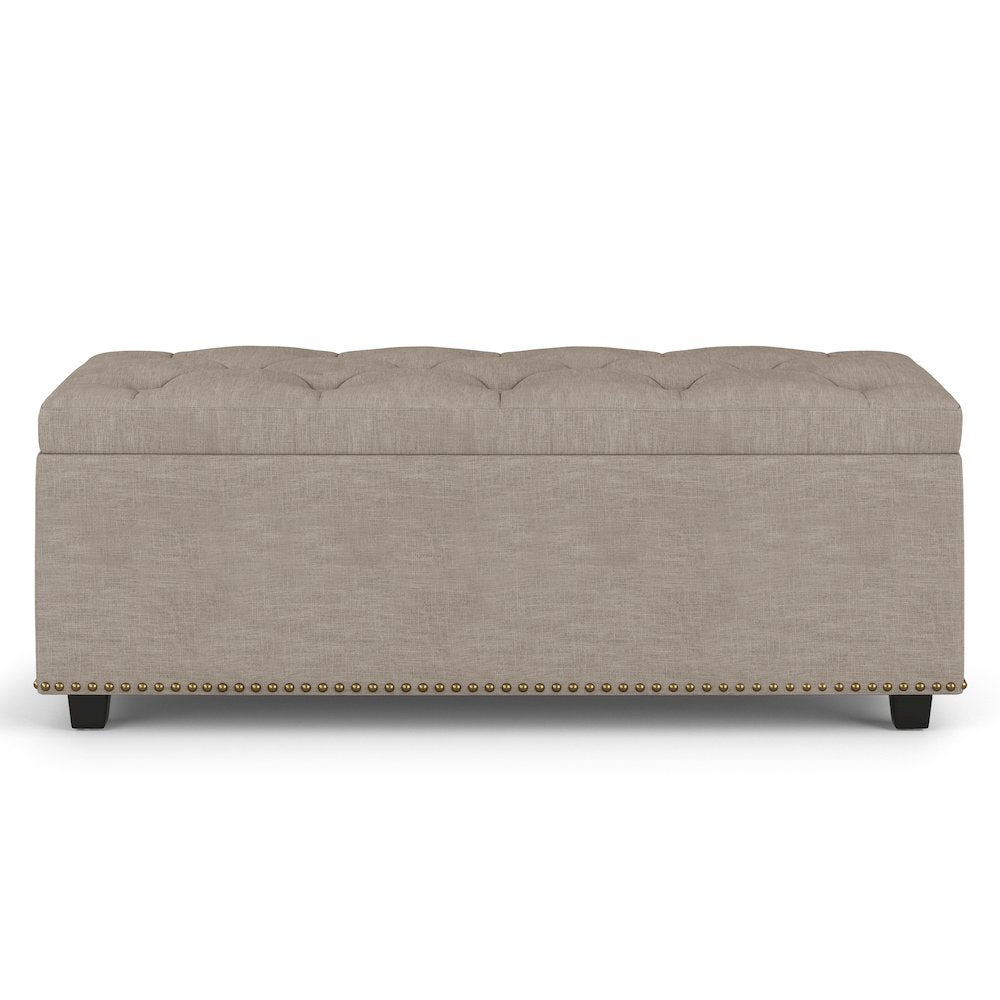 Hamilton Lift Top Rectangular Storage Ottoman in Natural Linen Look Fabric