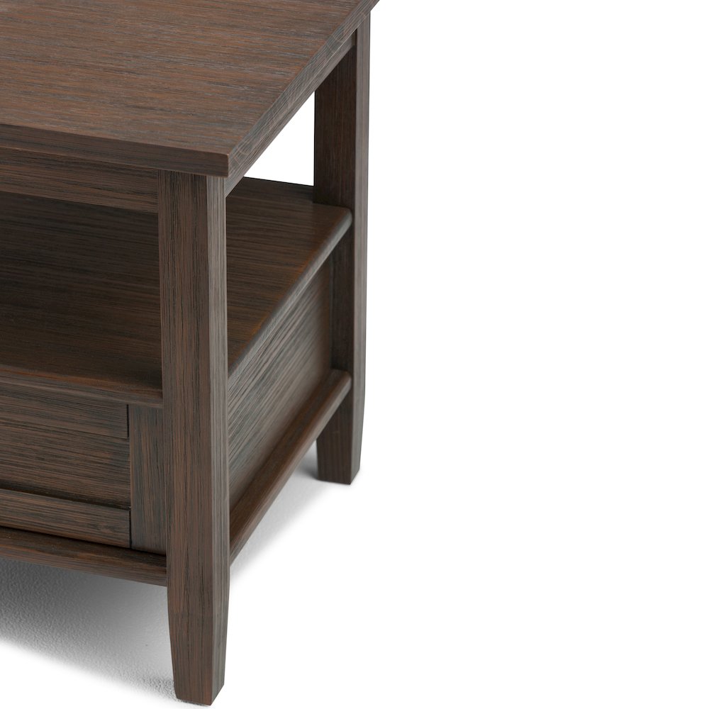 20 inch Solid Wood Transitional End Table in Farmhouse Brown (Set of 2)