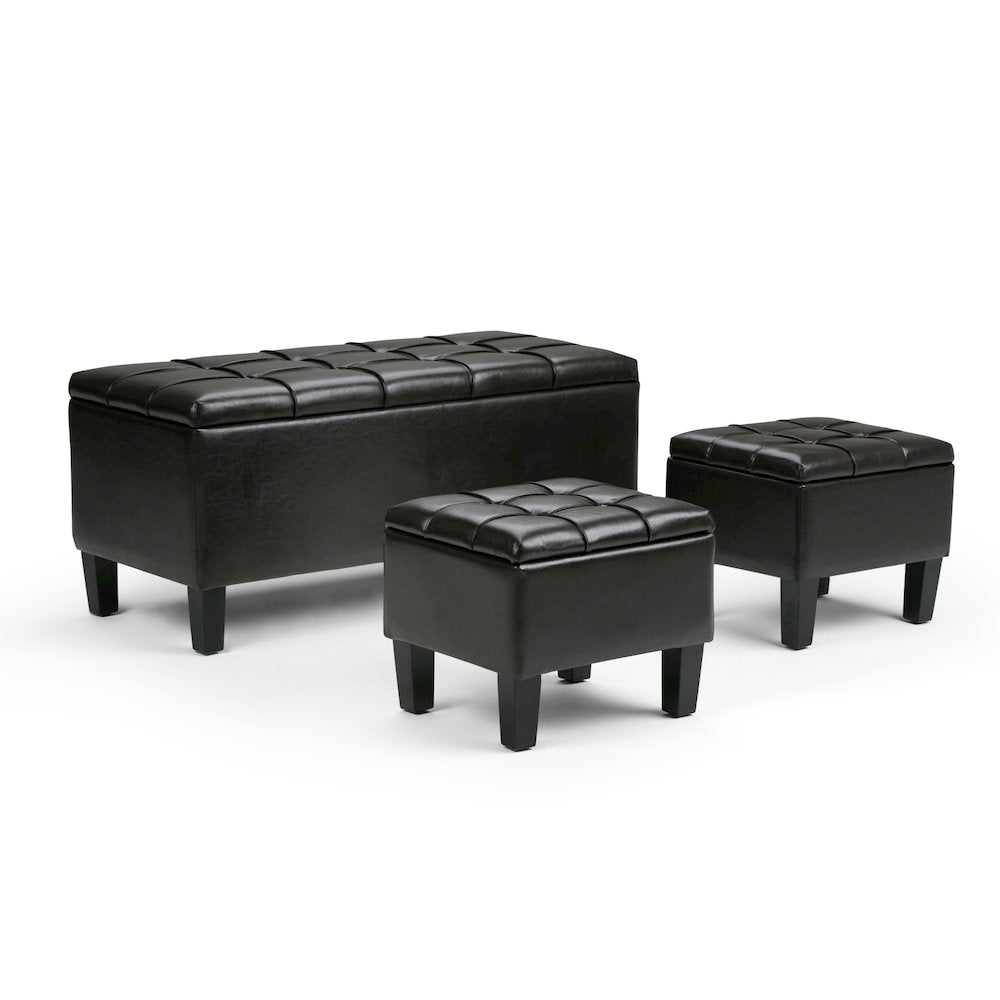 Dover 3 Piece Storage Ottoman In Tanners Brown Vegan Faux Leather