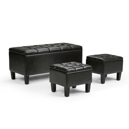 Dover 3 Piece Storage Ottoman In Tanners Brown Vegan Faux Leather