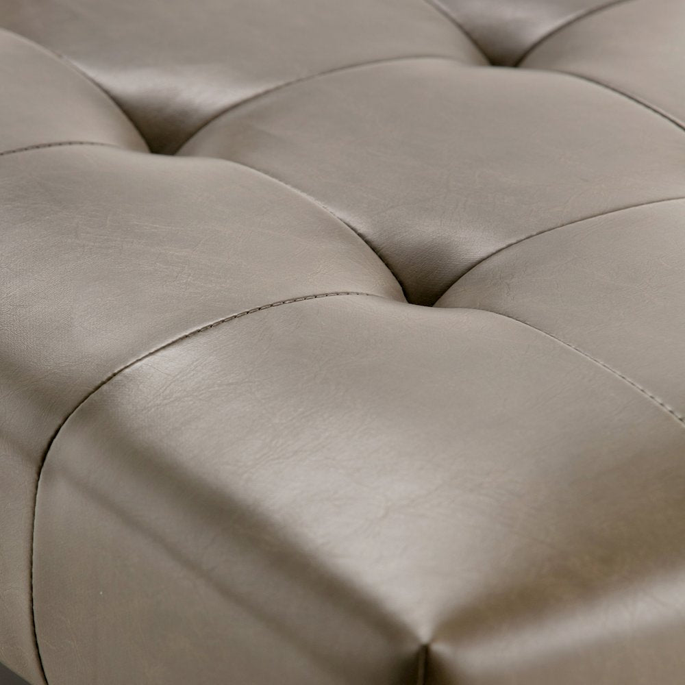 Draper Solid Wood Mid Century Tufted Ottoman Bench In Ash Blonde