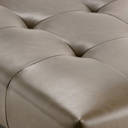 Draper Solid Wood Mid Century Tufted Ottoman Bench In Ash Blonde