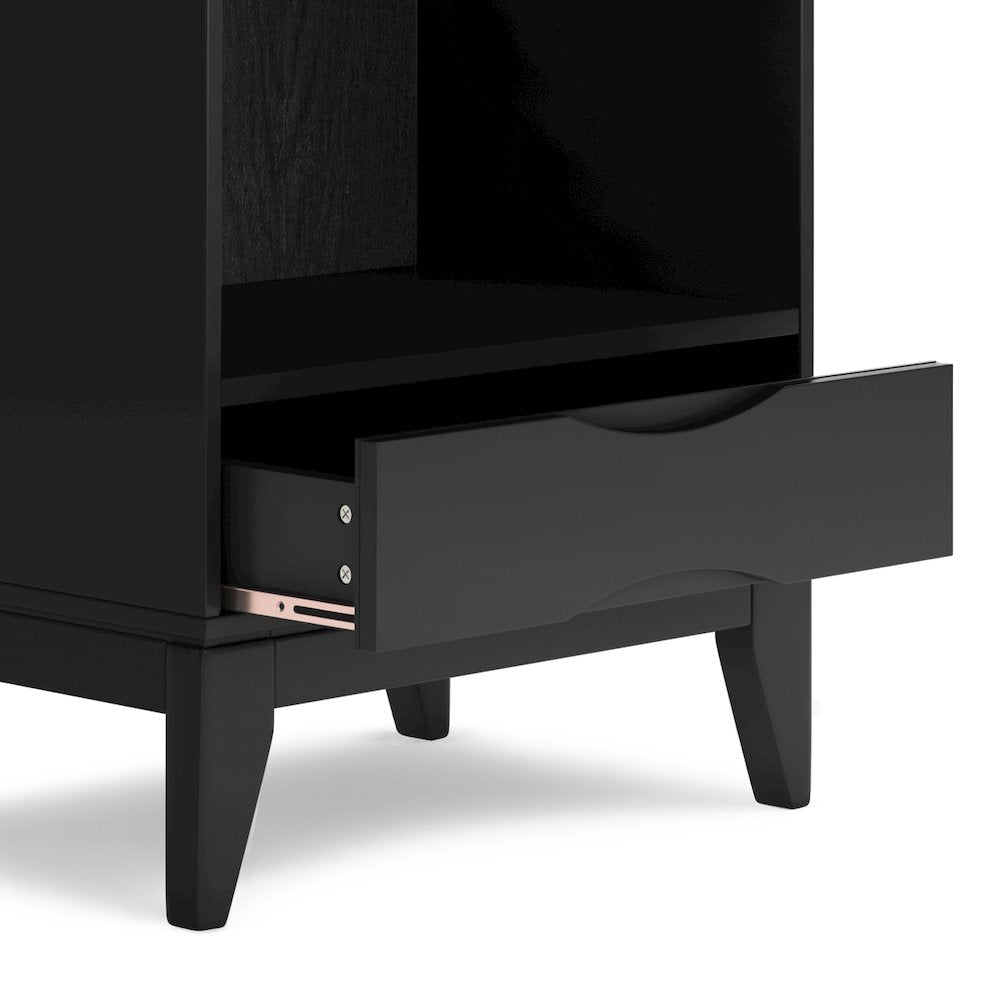 Harper Solid Hardwood Bookcase With Storage In Black