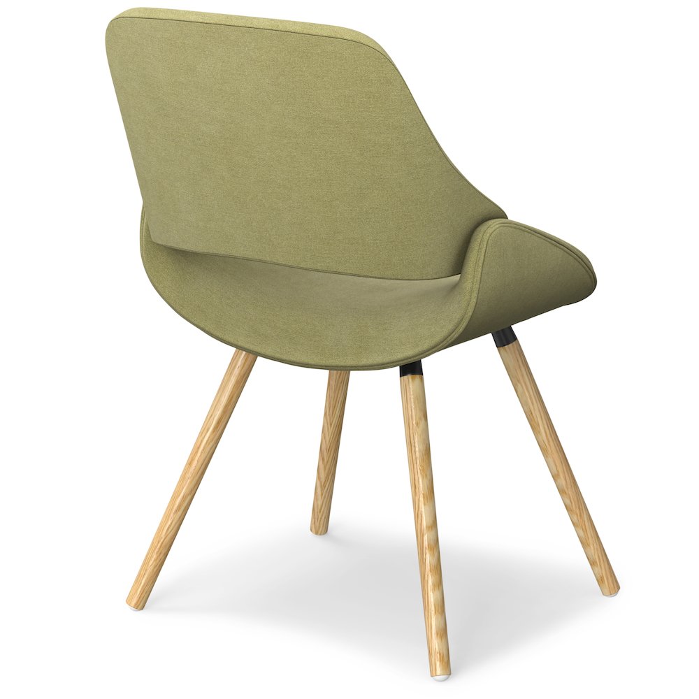 Malden Bentwood Dining Chair With Light Wood In Acid Green Woven Fabric