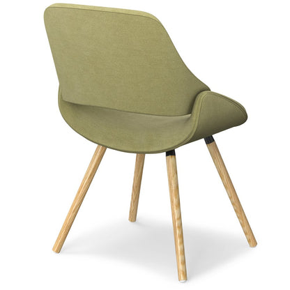 Malden Bentwood Dining Chair With Light Wood In Acid Green Woven Fabric