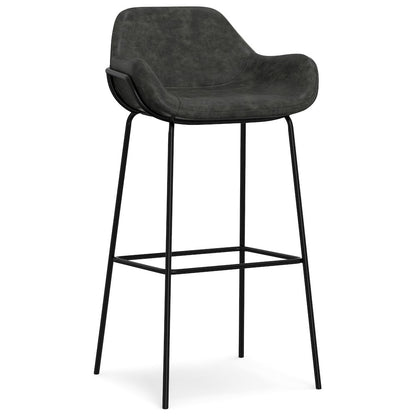 Mira Bar Stool In Distressed Slate Grey  Vegan Faux Leather