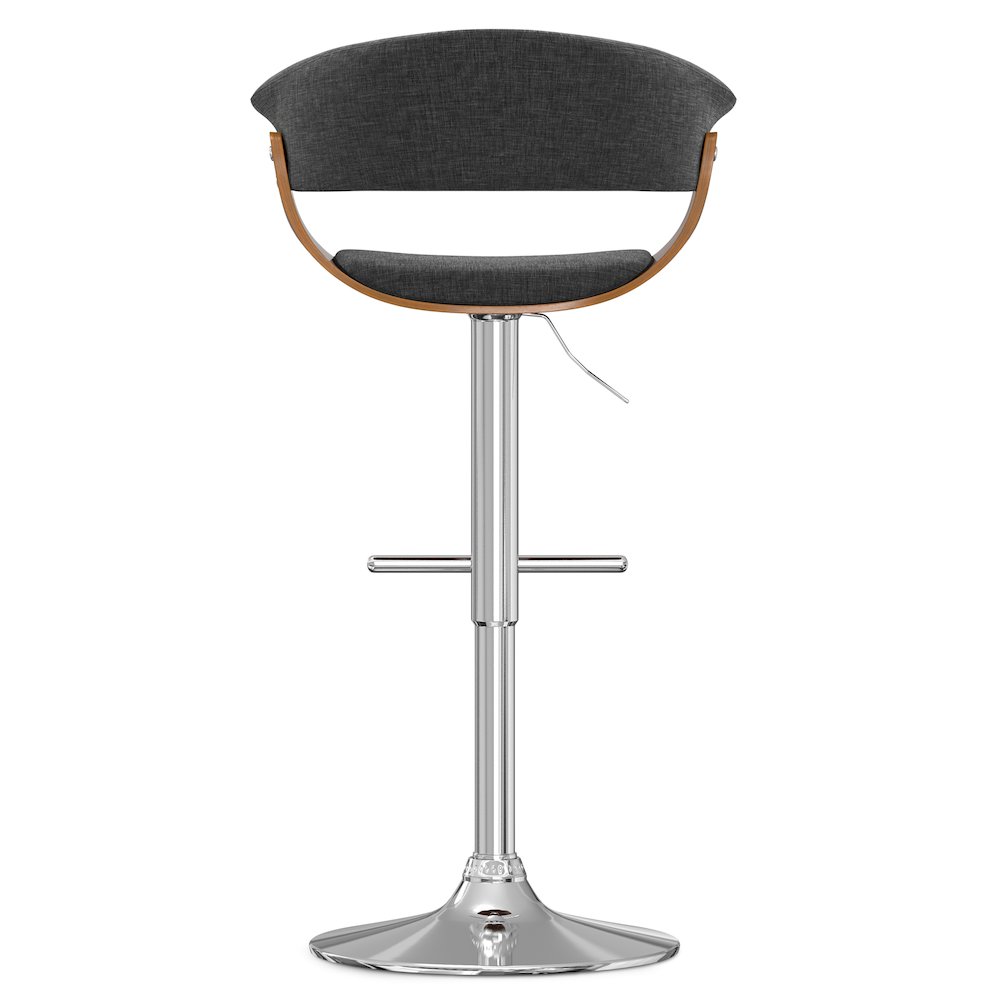 Sheldon Adjustable Swivel Bar Stool In Charcoal Grey Linen Look Fabric
