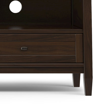 72 Inch Low Tv Media Stand In Tobacco Brown For Tvs Up To 80 Inches