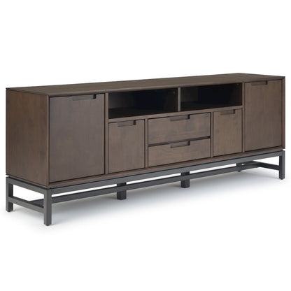 72 inch Wide TV Stand with Two 30 inch Wide Bookcases in Walnut Brown (Set of 3)