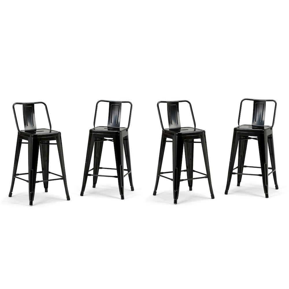Rayne 24 Inch Metal Counter Height Stool (Set Of 4) In Black
