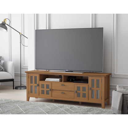 Artisan Solid Wood 72 Inch Tv Media Stand In Honey Brown For Tvs Up To 80 Inches