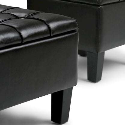 Dover 3 Piece Storage Ottoman In Tanners Brown Vegan Faux Leather
