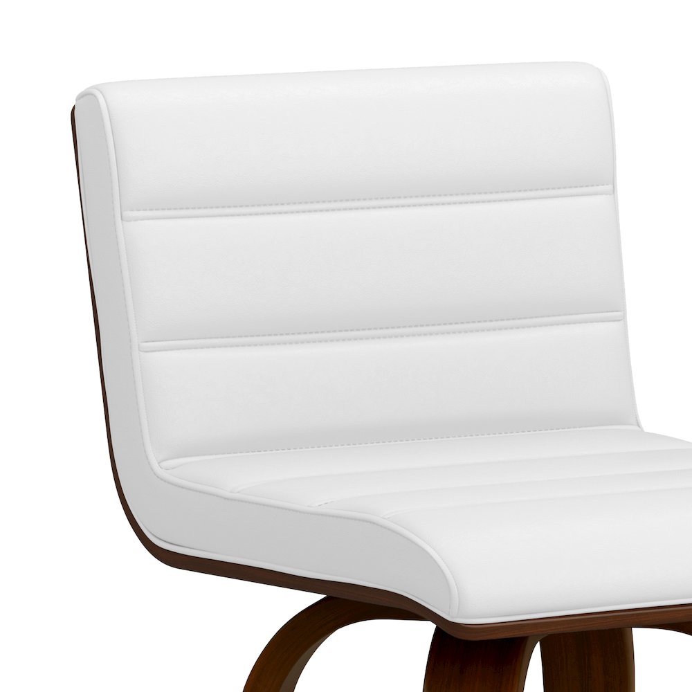 Roland Swivel Bar Stool In White Vegan Faux Leather