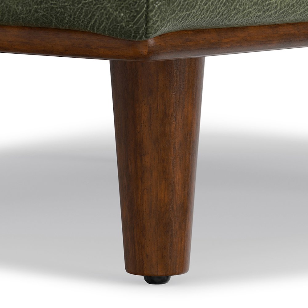 49 inch Wide Mid-Century Modern Table Ottoman in Moss Green Genuine Leather