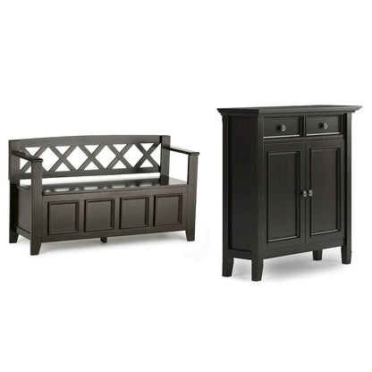 48 inch Wide Storage Bench and 36 inch Wide Storage Cabinet in Hickory Brown