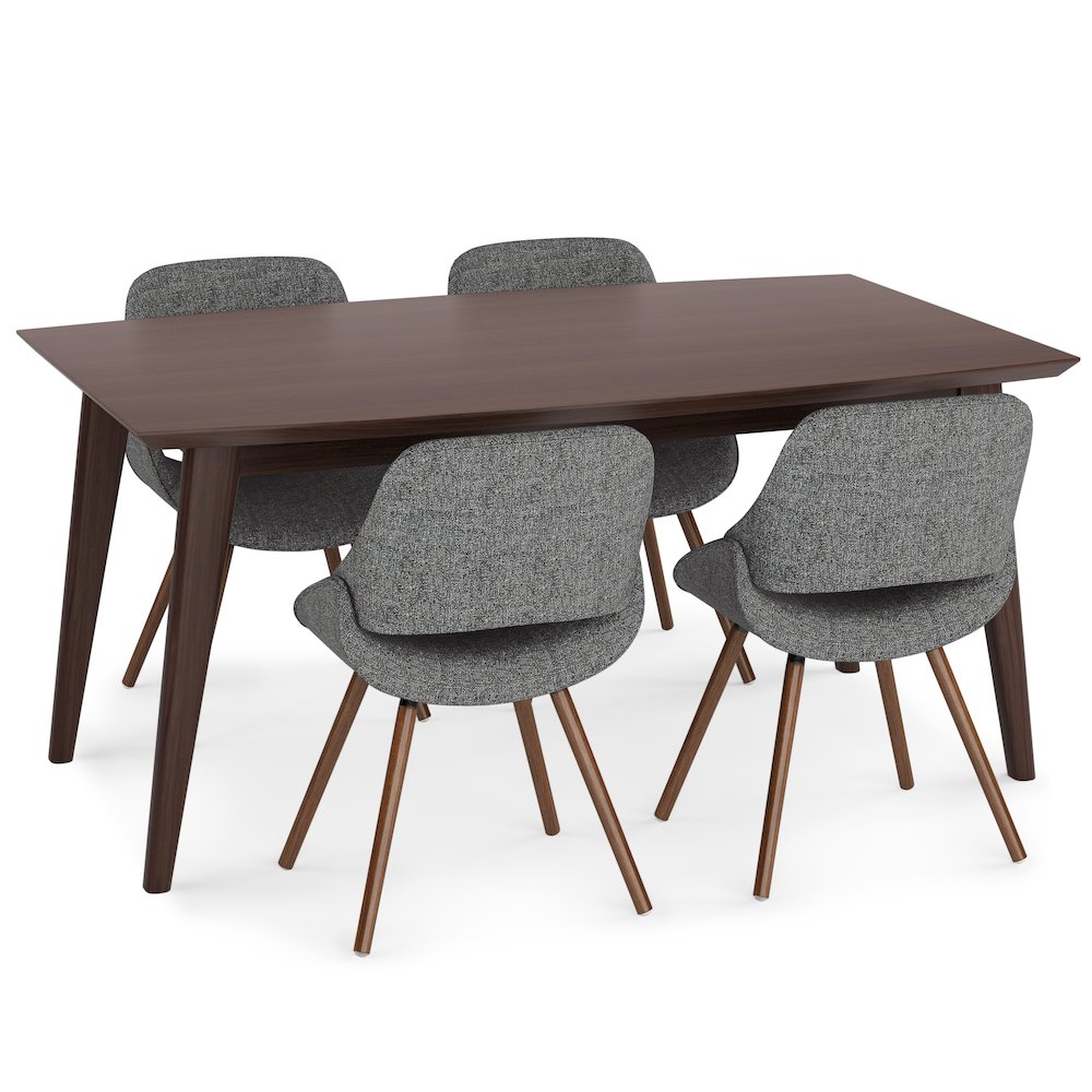 Malden / Draper Solid Hardwood 5 Piece Dining Set In Grey