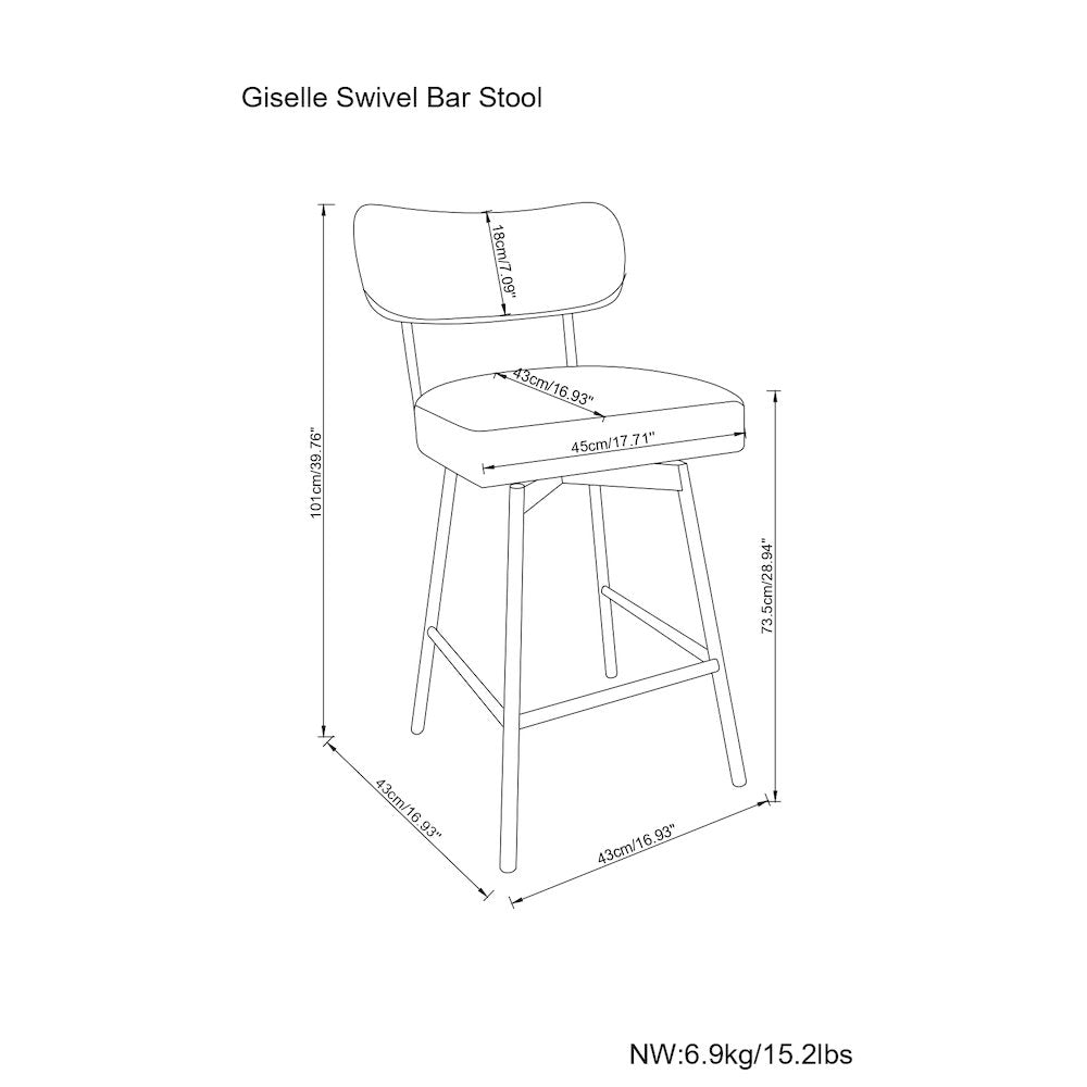 Giselle Swivel Bar Stool (Set Of 2) In Light Grey  Polyester Linen