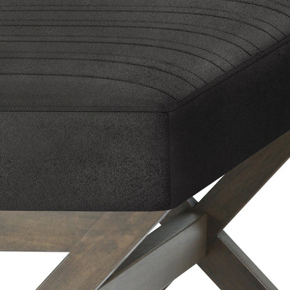 Salinger Solid Hardwood Large Ottoman Bench In Distressed Black