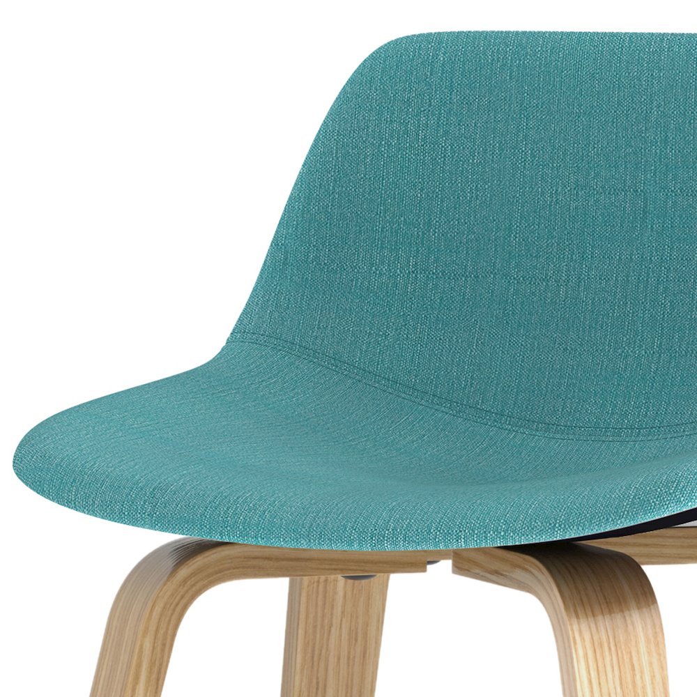 Counter Height Stool (Set Of 2) With Light Wood In Aqua Blue Polyester