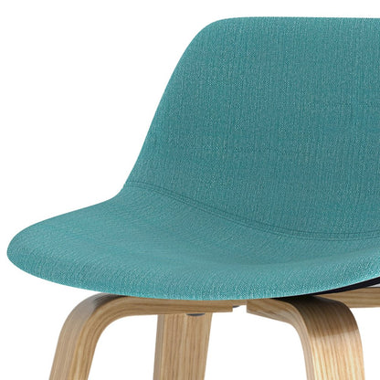 Counter Height Stool (Set Of 2) With Light Wood In Aqua Blue Polyester