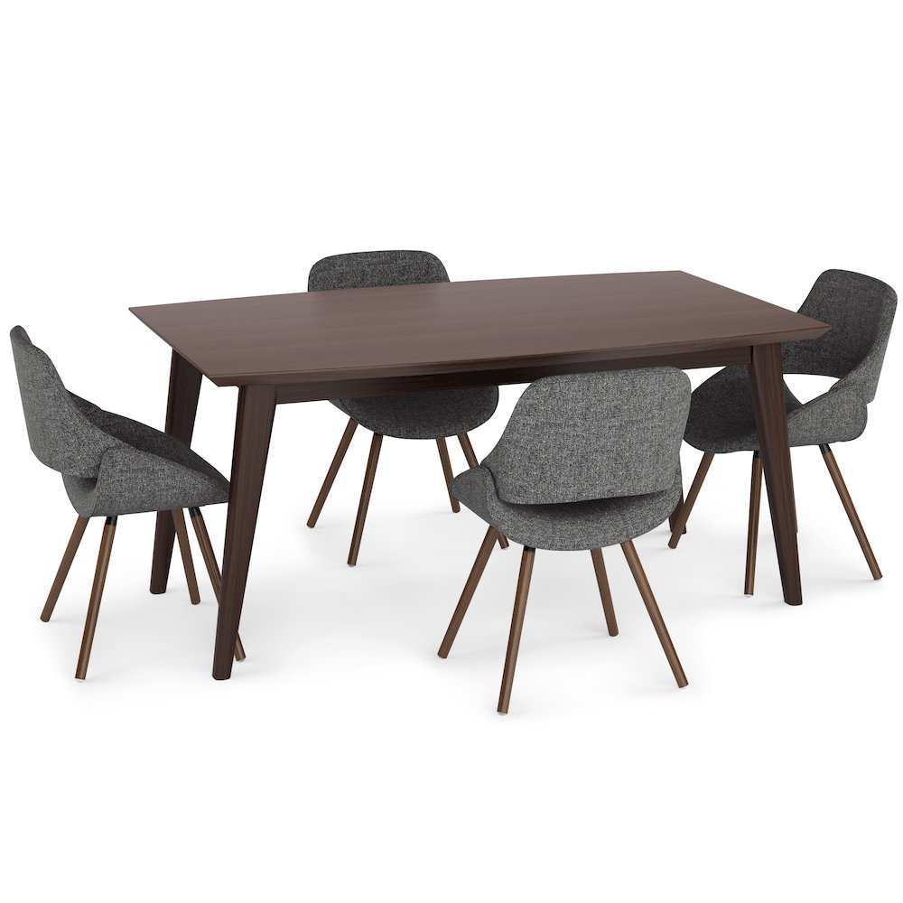 Malden / Draper Solid Hardwood 5 Piece Dining Set In Grey