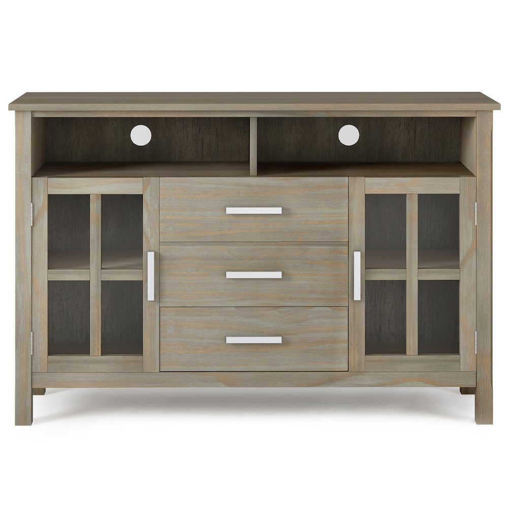 Kitchener SOLID WOOD Tall TV Media Stand in Grey For TVs up to 60 inches