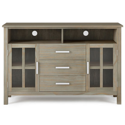 Kitchener SOLID WOOD Tall TV Media Stand in Grey For TVs up to 60 inches