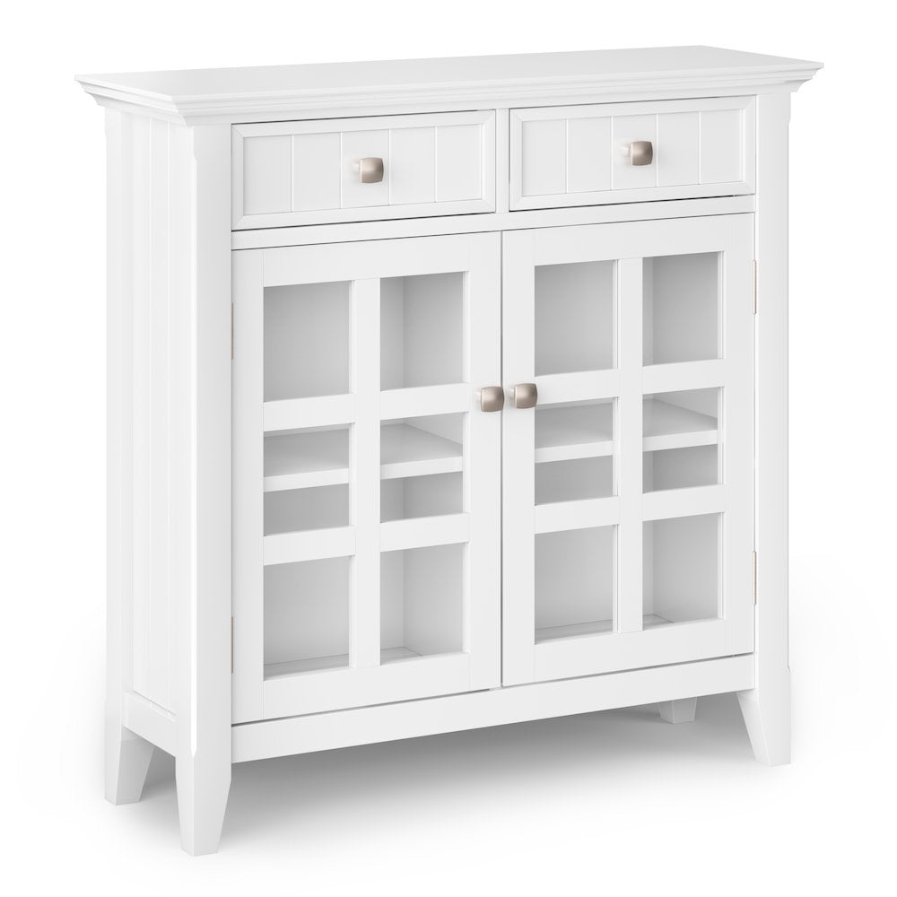 36 inch Wide Small Storage Bench and 36 inch Wide Storage Cabinet in White