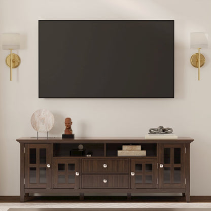 72 Inch Wide Tv Media Stand In Brunette Brown For Tvs Up To 80 Inches