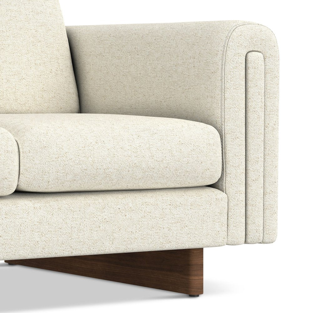 61 inch Wide Contemporary Loveseat Sofa in Ivory Tightly Woven Fabric