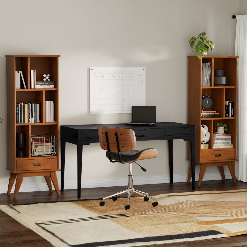 Draper 22 inch Solid Wood 6 Cubbie Bookcase in Teak Brown (Set of 2)