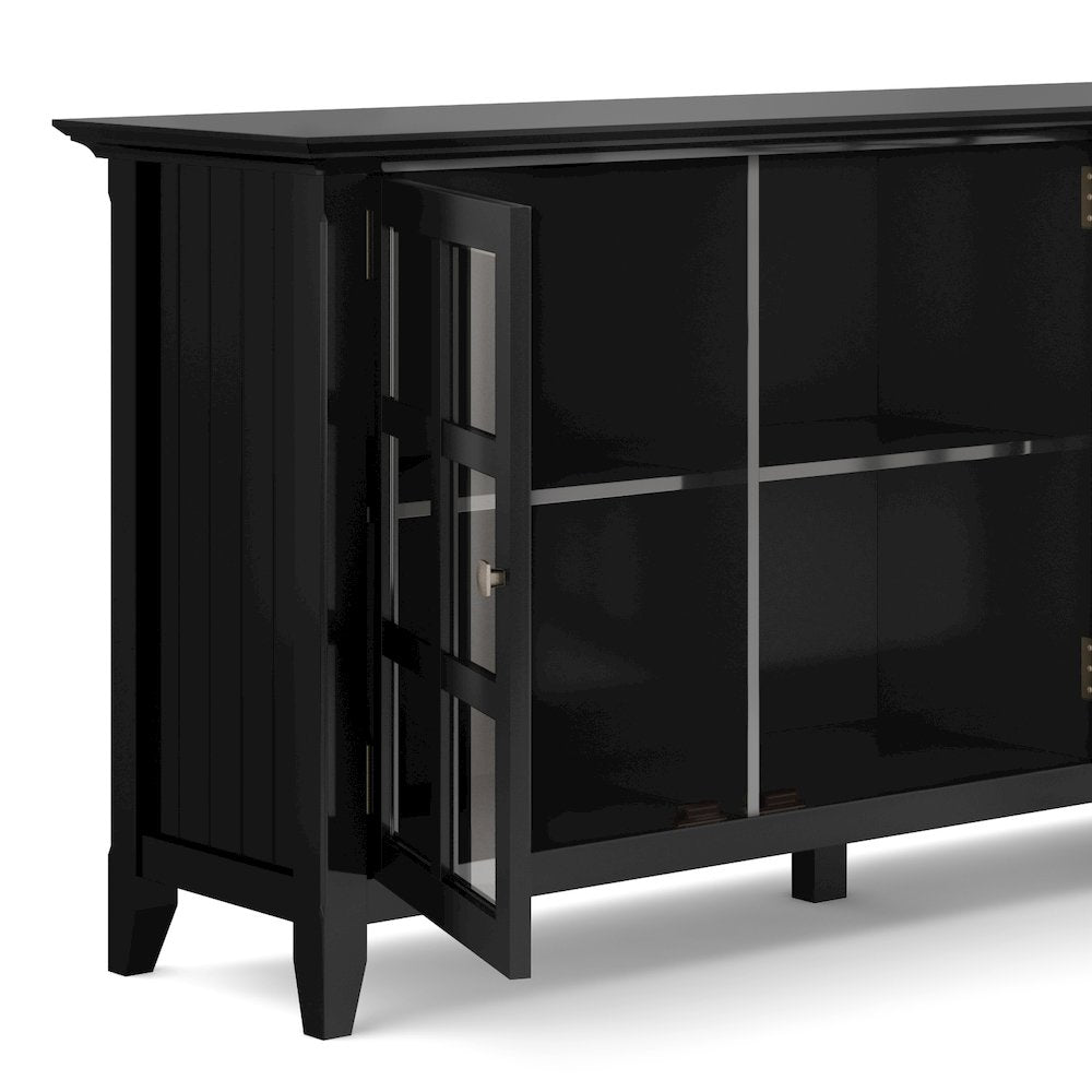 Acadian Solid Wood Wide Storage Cabinet In Black