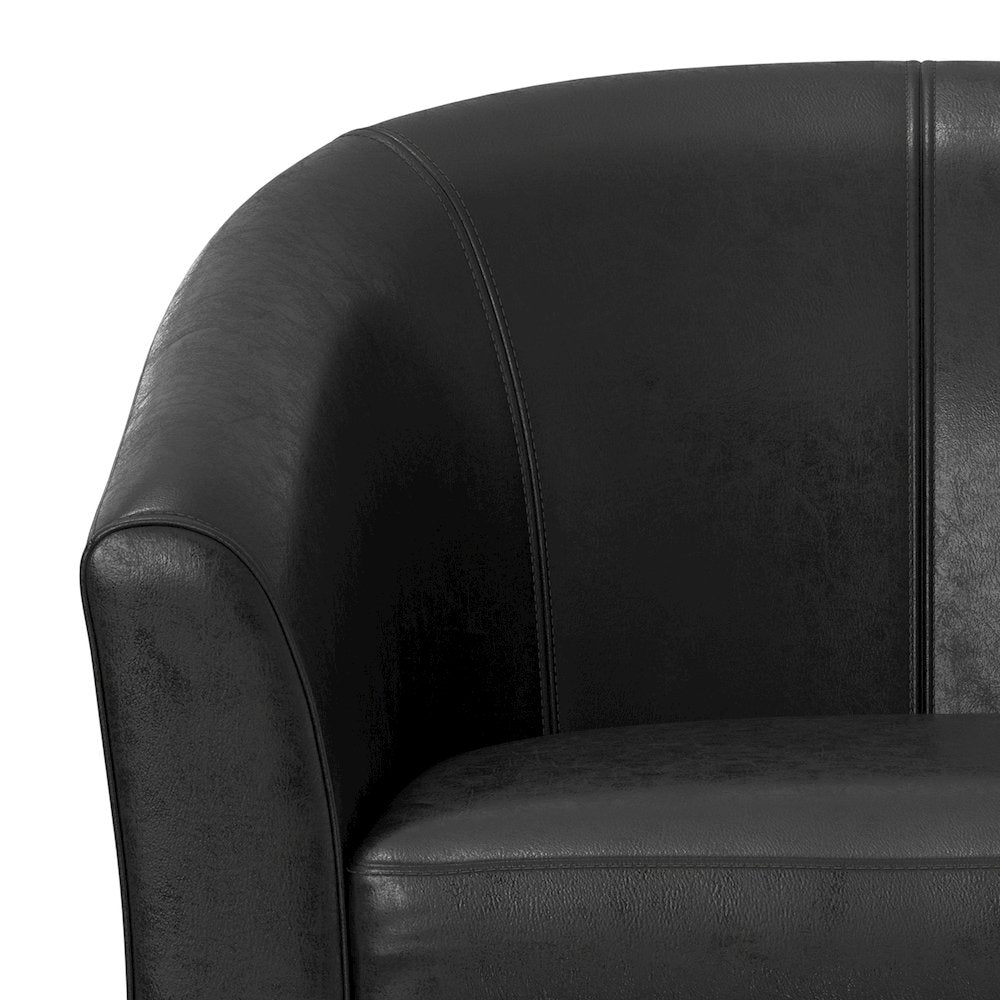 Austin Tub Chair In Distressed Black Vegan Faux Leather