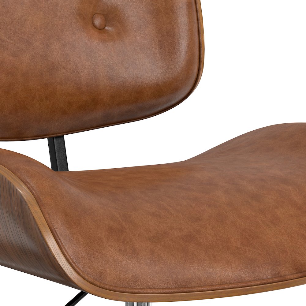 Dax Bentwood Office Chair In Distressed Tan Vegan Faux Leather