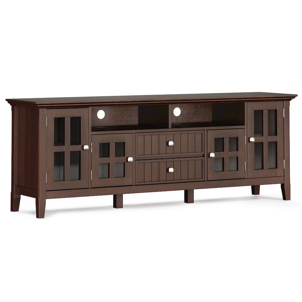 72 Inch Wide Tv Media Stand In Brunette Brown For Tvs Up To 80 Inches