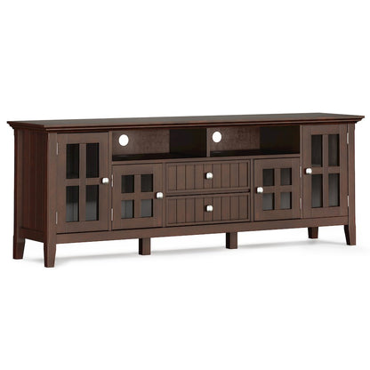 72 Inch Wide Tv Media Stand In Brunette Brown For Tvs Up To 80 Inches