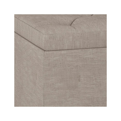 Hamilton Lift Top Rectangular Storage Ottoman in Natural Linen Look Fabric