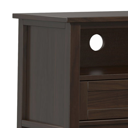 72 Inch Low Tv Media Stand In Tobacco Brown For Tvs Up To 80 Inches
