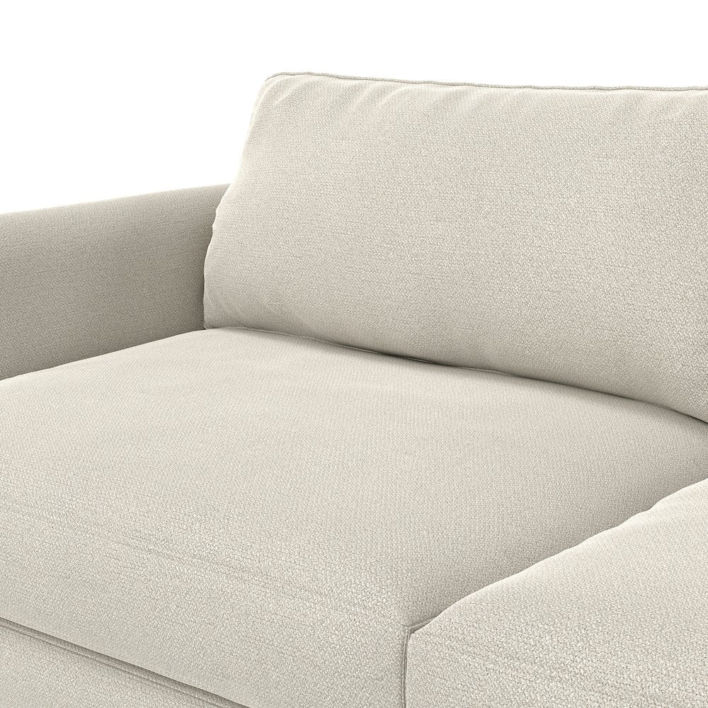 76 inch Wide Mid-Century Modern Loveseat Sofa in Cream White Woven-Blend Fabric