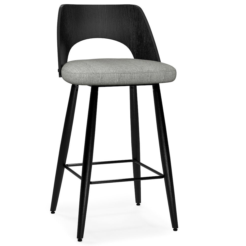 Callie Counter Height Stool (Set Of 2) In Grey Polyester Linen Fabric
