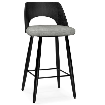 Callie Counter Height Stool (Set Of 2) In Grey Polyester Linen Fabric