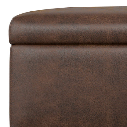 Gabbie Rectangular Storage Ottoman in Distressed Chestnut Brown
