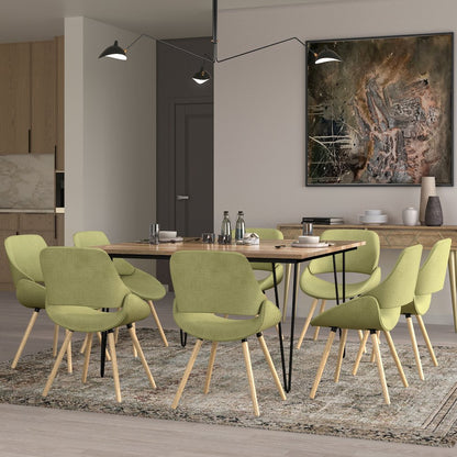 Malden Bentwood Dining Chair With Light Wood In Acid Green Woven Fabric