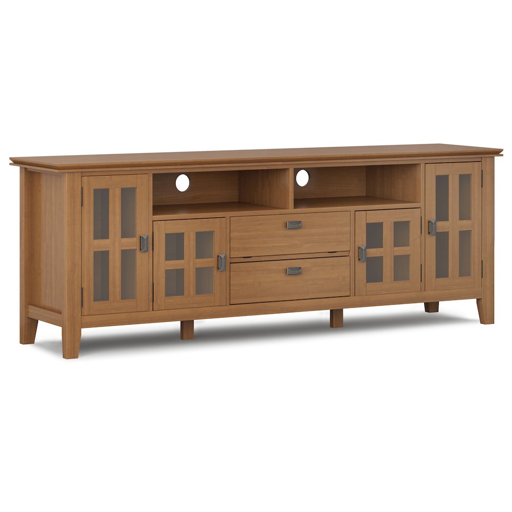 Artisan Solid Wood 72 Inch Tv Media Stand In Honey Brown For Tvs Up To 80 Inches