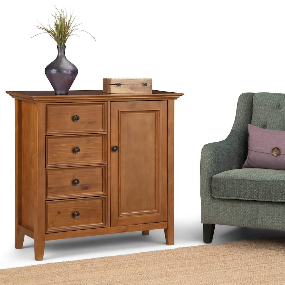 Amherst Solid Wood Medium Storage Cabinet In Light Golden Brown